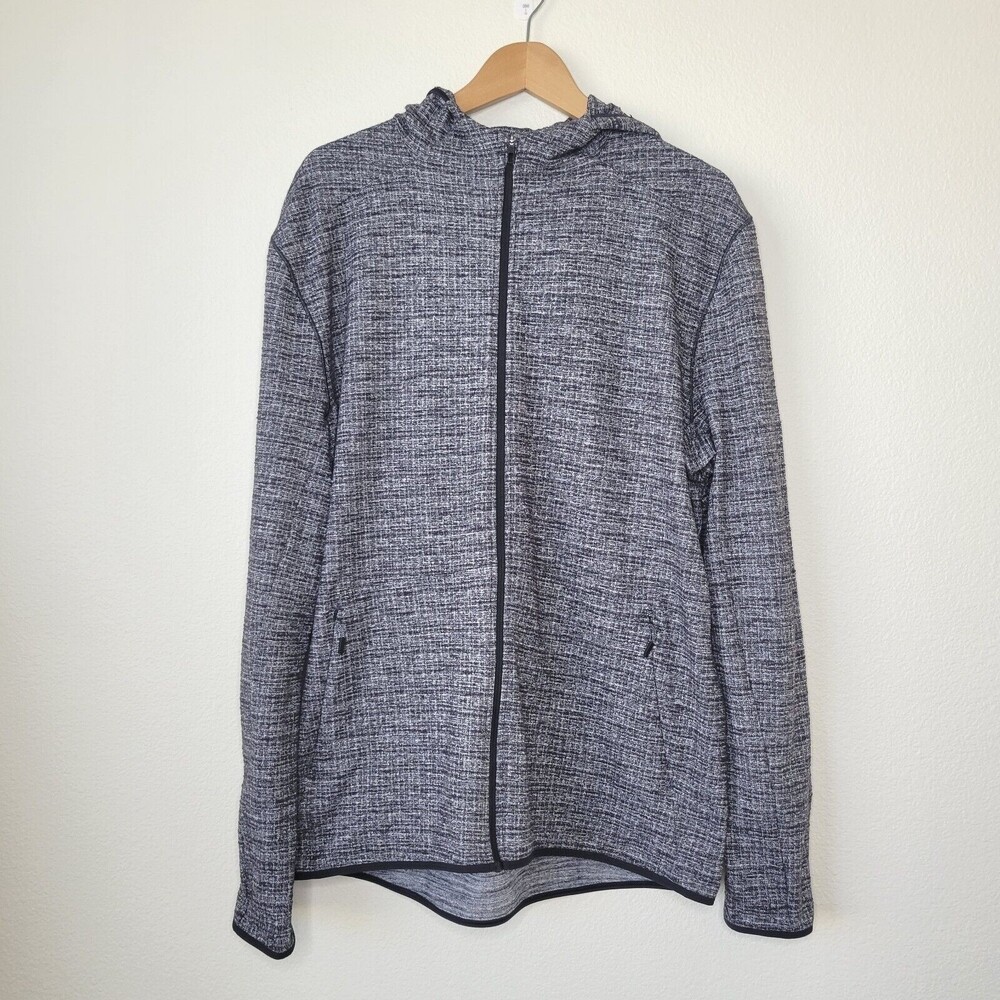Lululemon Surge Jacket Men's Sz XL Full Zip Hooded in Heathered Gray Black Run